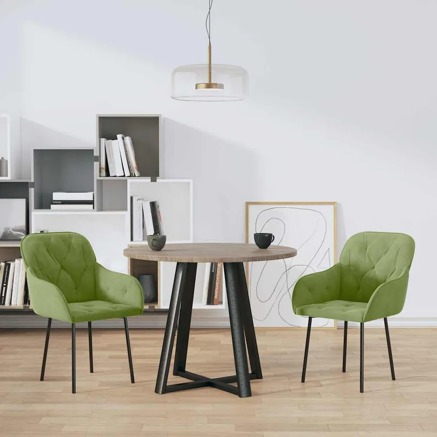 Chaises à manger lot de 2 Vert clair Velours