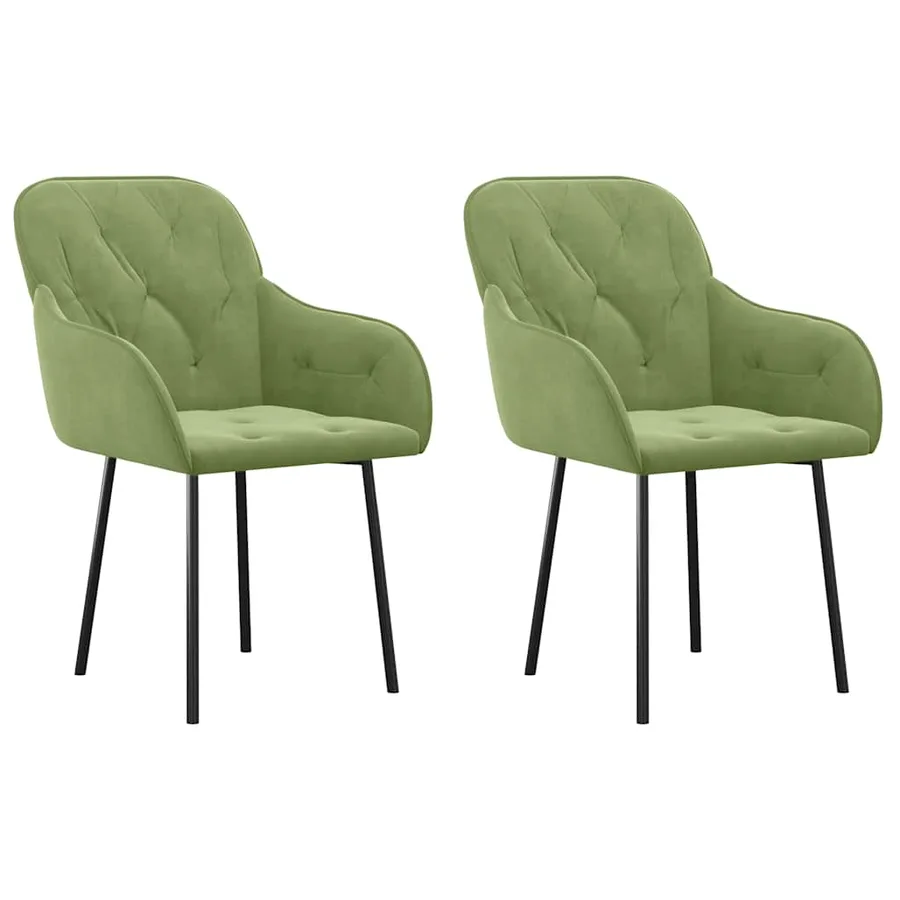 Chaises à manger lot de 2 Vert clair Velours - 2