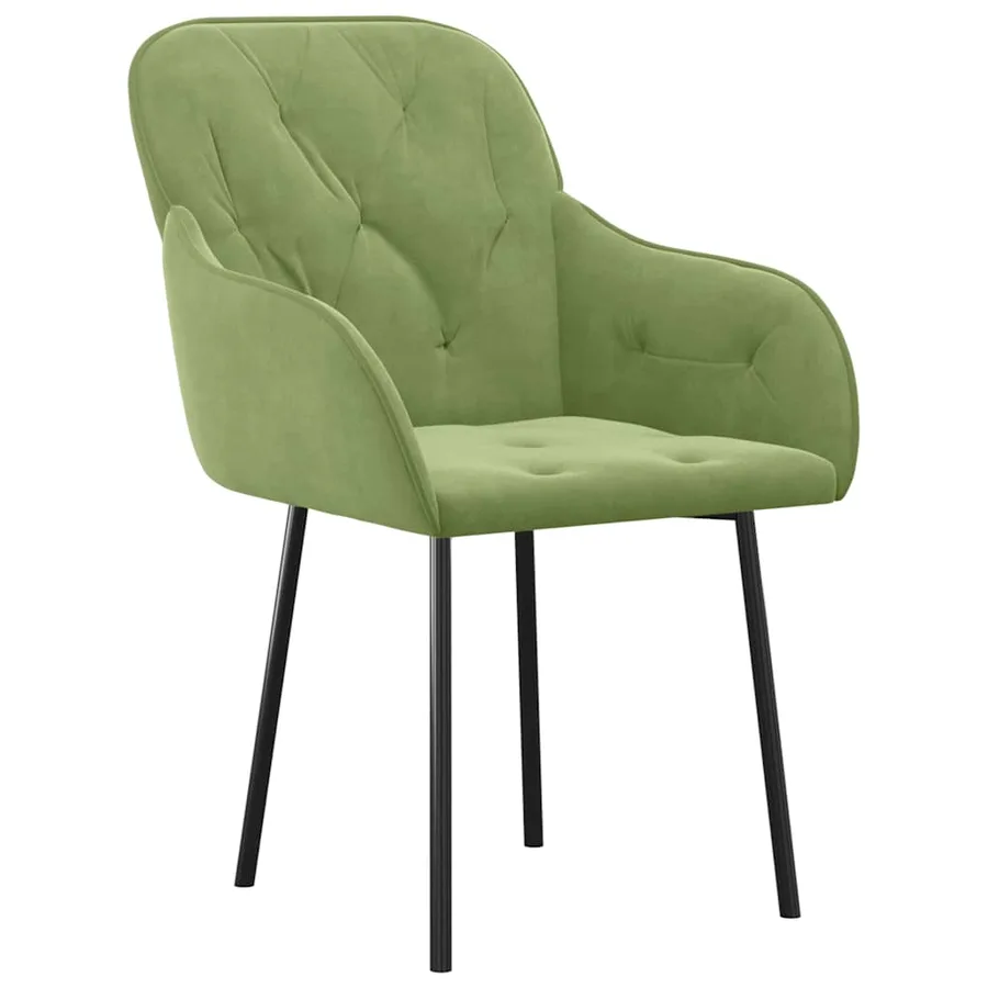 Chaises à manger lot de 2 Vert clair Velours - 3