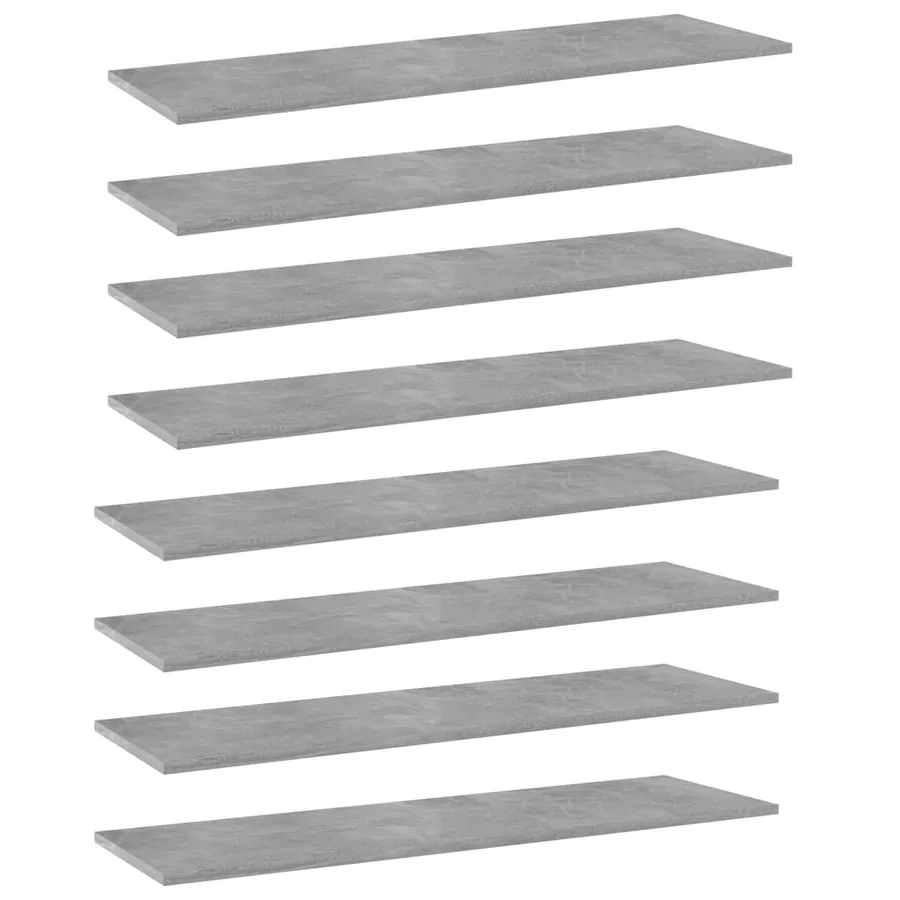 Panneaux de bibliothèque 8pcs Gris béton 100x30x1,5cm Aggloméré