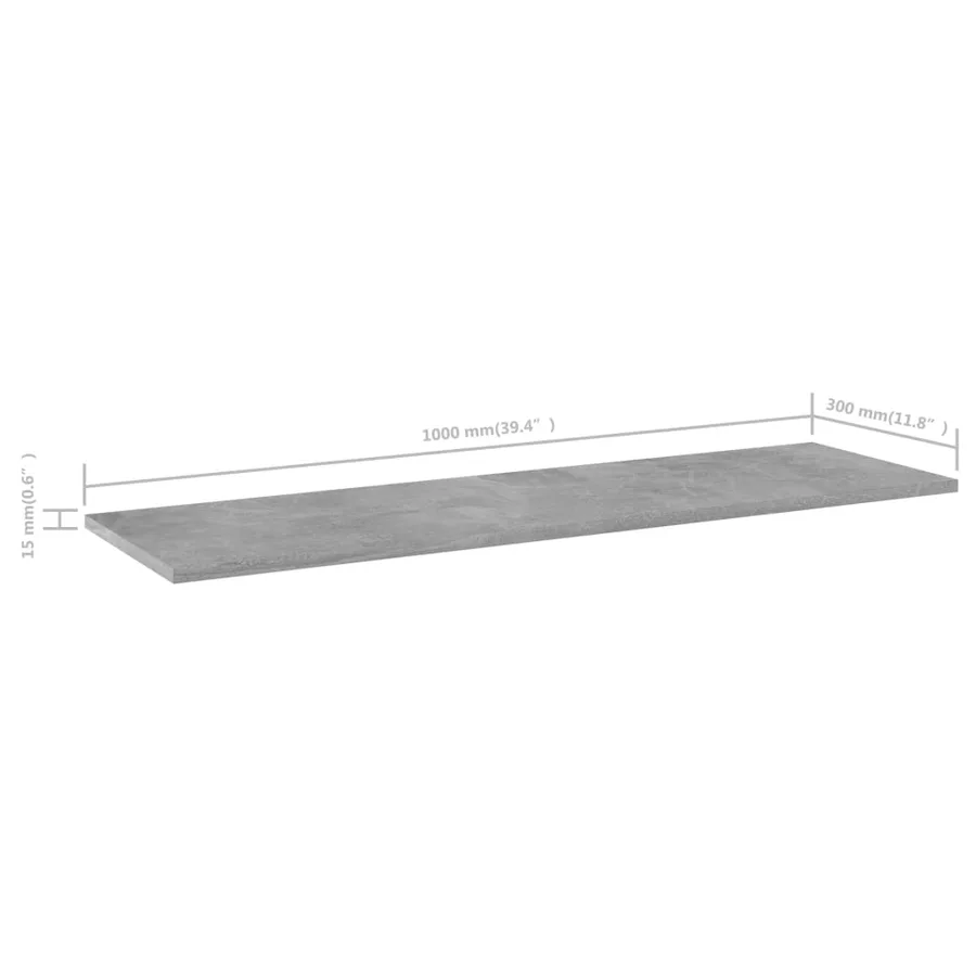 Panneaux de bibliothèque 8pcs Gris béton 100x30x1,5cm Aggloméré - 5