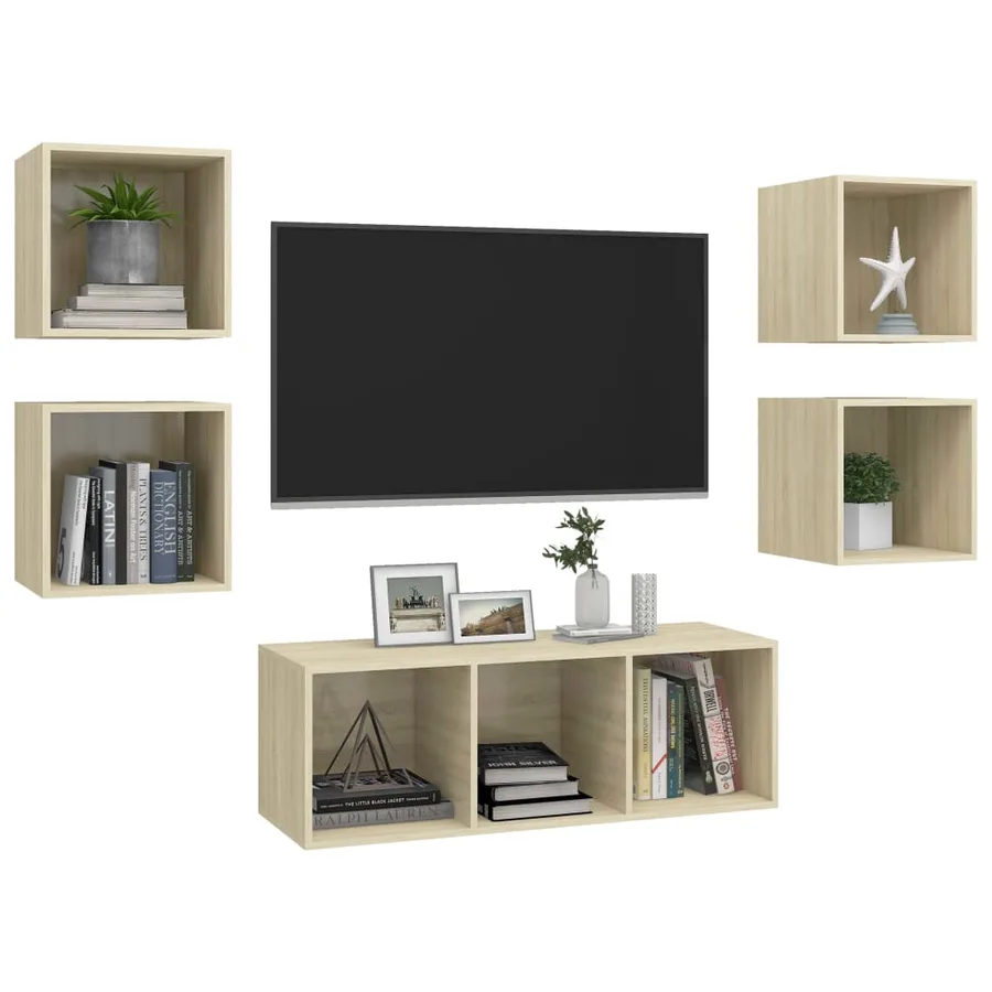 Ensemble de meubles TV 5 pcs Chêne sonoma Bois d'ingénierie - 3