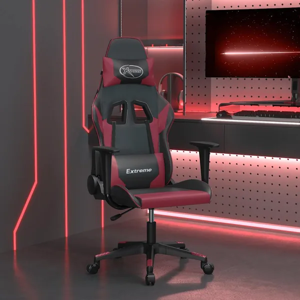 Chaise de jeu de massage Noir et rouge bordeaux Similicuir