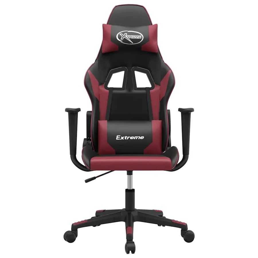 Chaise de jeu de massage Noir et rouge bordeaux Similicuir - 3