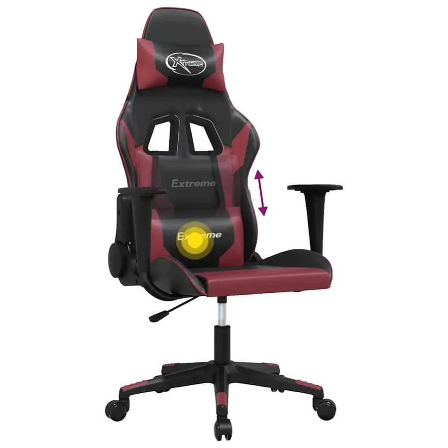 Chaise de jeu de massage Noir et rouge bordeaux Similicuir - 5