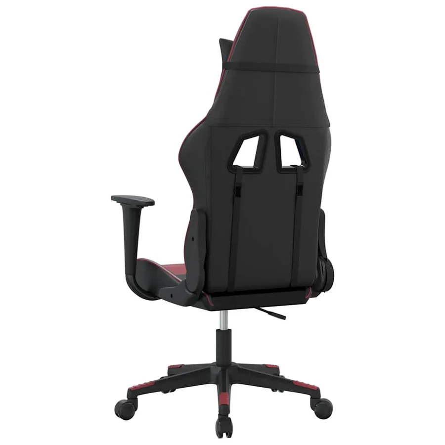 Chaise de jeu de massage Noir et rouge bordeaux Similicuir - 8