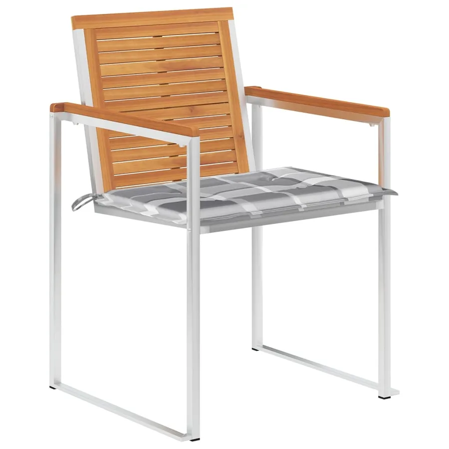 Chaises de jardin lot de 6 avec coussins Bois d'acacia solide - 2
