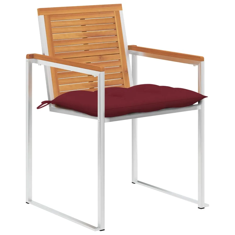 Chaises de jardin lot de 4 avec coussins Bois d'acacia massif - 2
