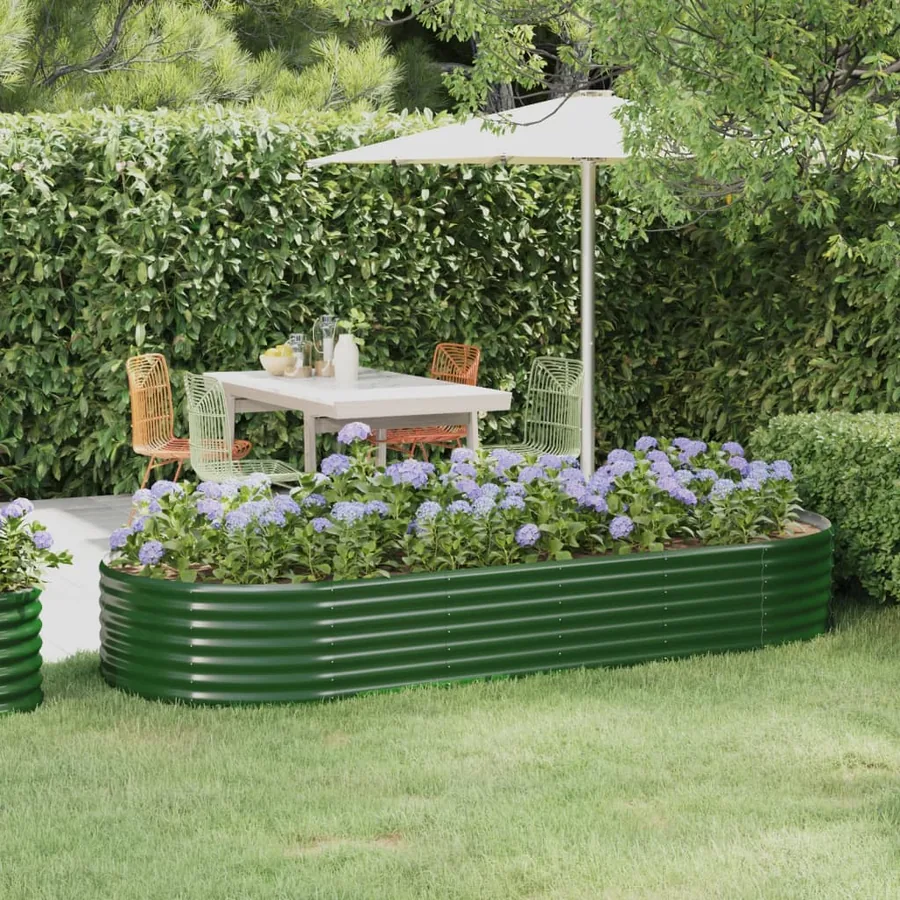 Lit surélevé de jardin Acier galvanisé 249x100x36cm Vert