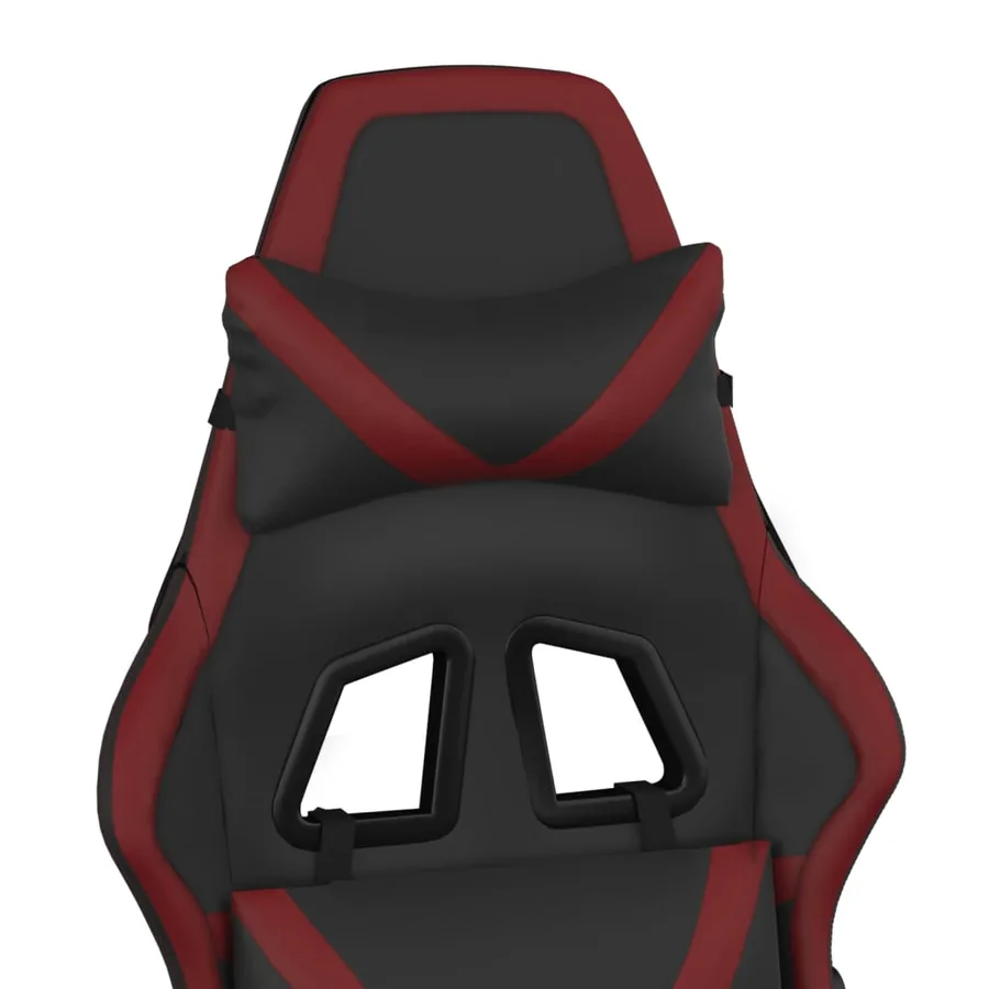 Chaise de jeu avec repose-pied Noir/rouge bordeaux Similicuir - 10