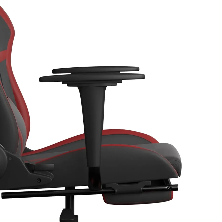 Chaise de jeu avec repose-pied Noir/rouge bordeaux Similicuir - 11