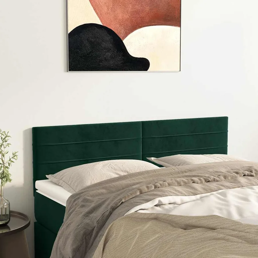 Têtes de lit Vert foncé 144x5x78/88 cm Velours