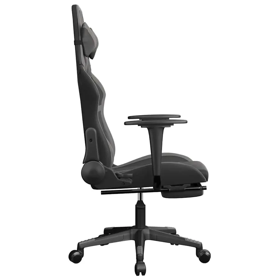 Chaise de jeu de massage avec repose-pied Noir&Gris Similicuir - 5