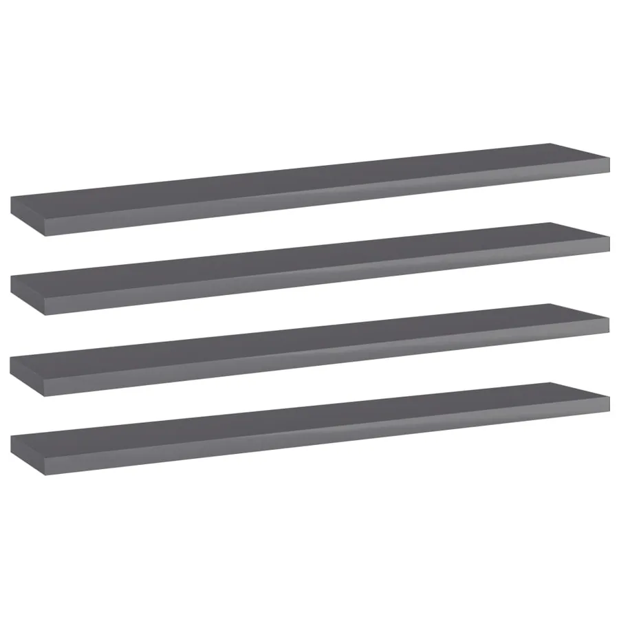 Panneaux bibliothèque 4 pcs Gris brillant 60x10x1,5cm Aggloméré