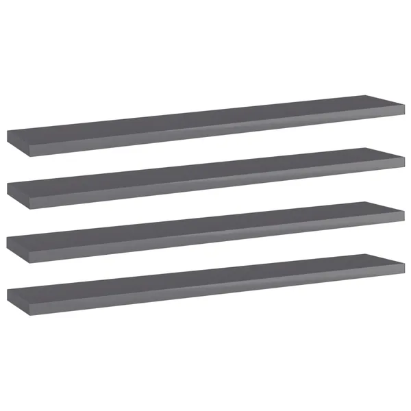 Panneaux bibliothèque 4 pcs Gris brillant 60x10x1,5cm Aggloméré