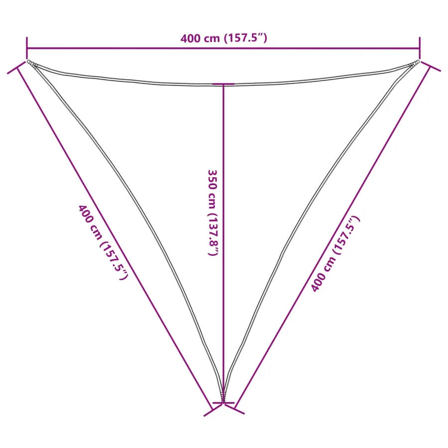 Voile de parasol Tissu Oxford triangulaire 4x4x4 m Jaune - 10
