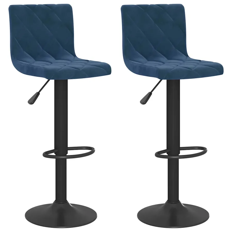 Tabourets de bar lot de 2 bleu velours - 2