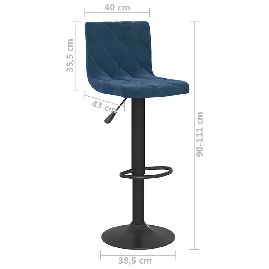 Tabourets de bar lot de 2 bleu velours - 9