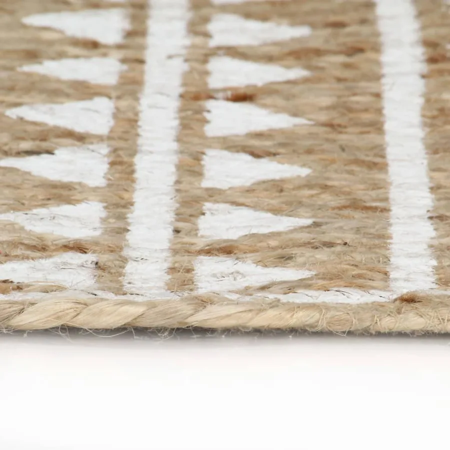 Tapis fait à la main Jute avec imprimé blanc 150 cm - 3