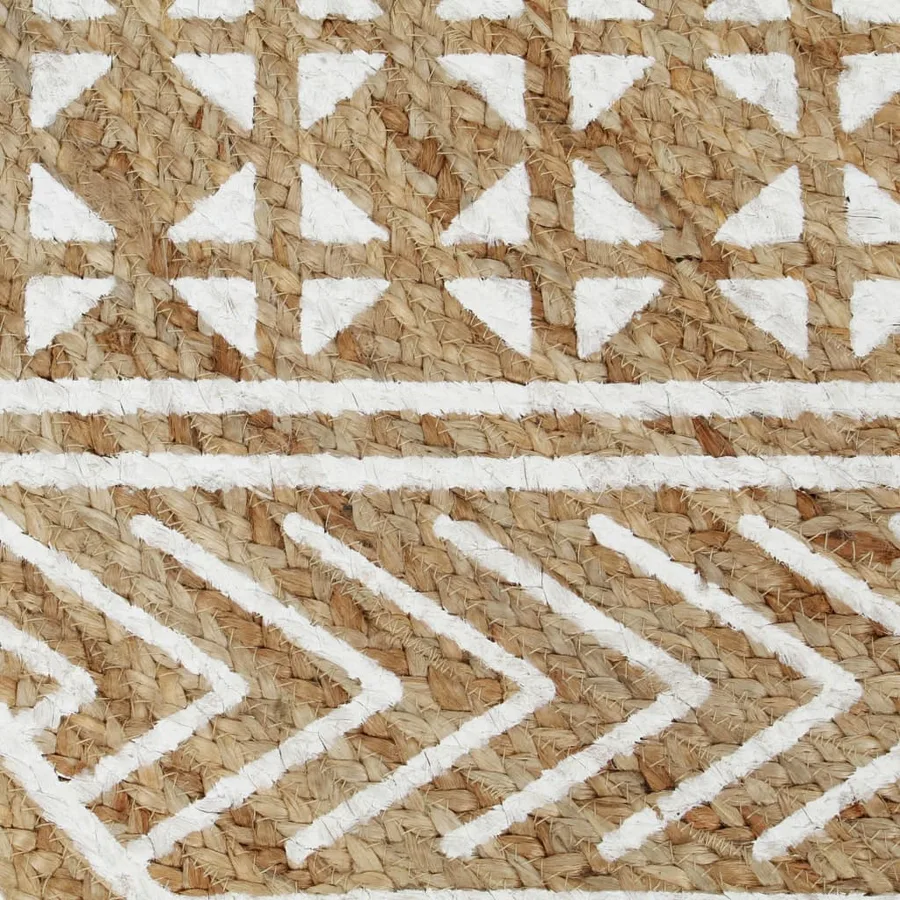 Tapis fait à la main Jute avec imprimé blanc 150 cm - 4
