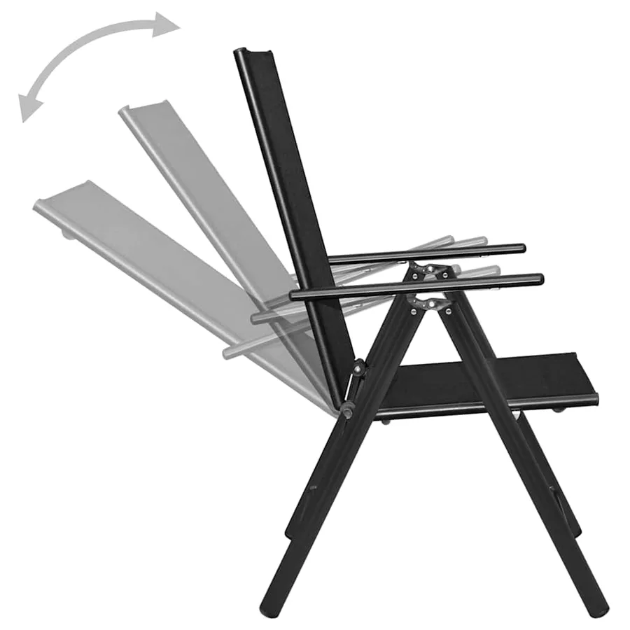 Ensemble à manger de jardin 5 pcs Aluminium Noir - 5