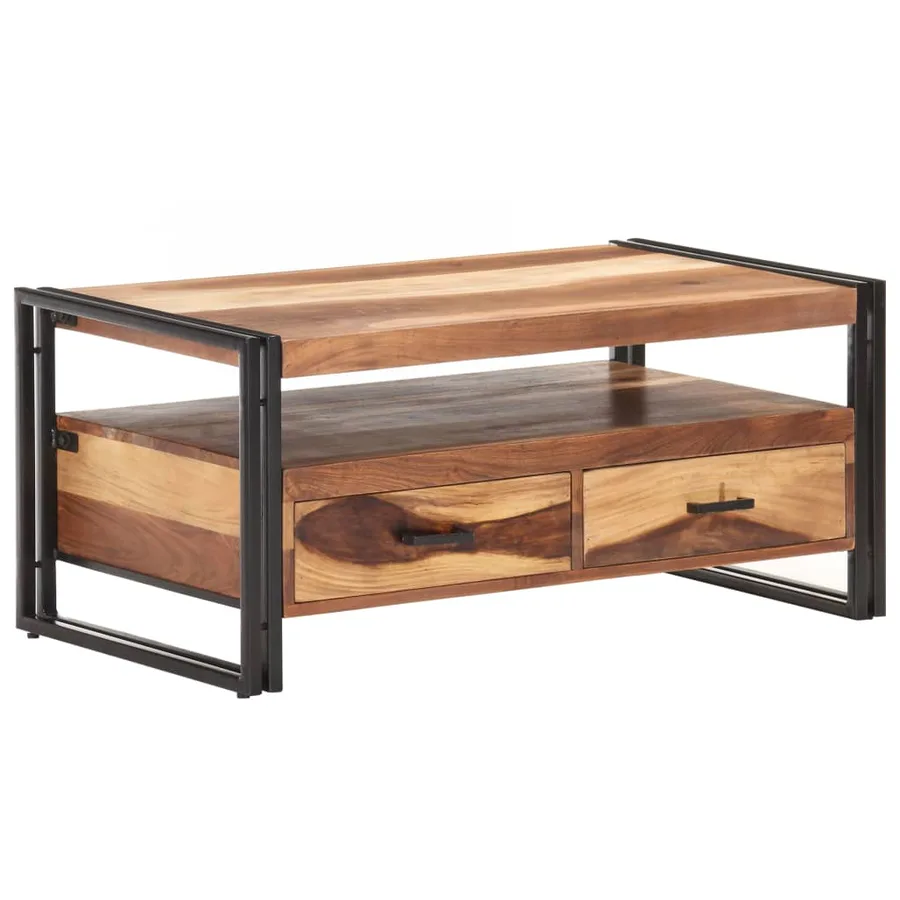 Table basse 100x55x45 cm Bois d'acacia massif - 8