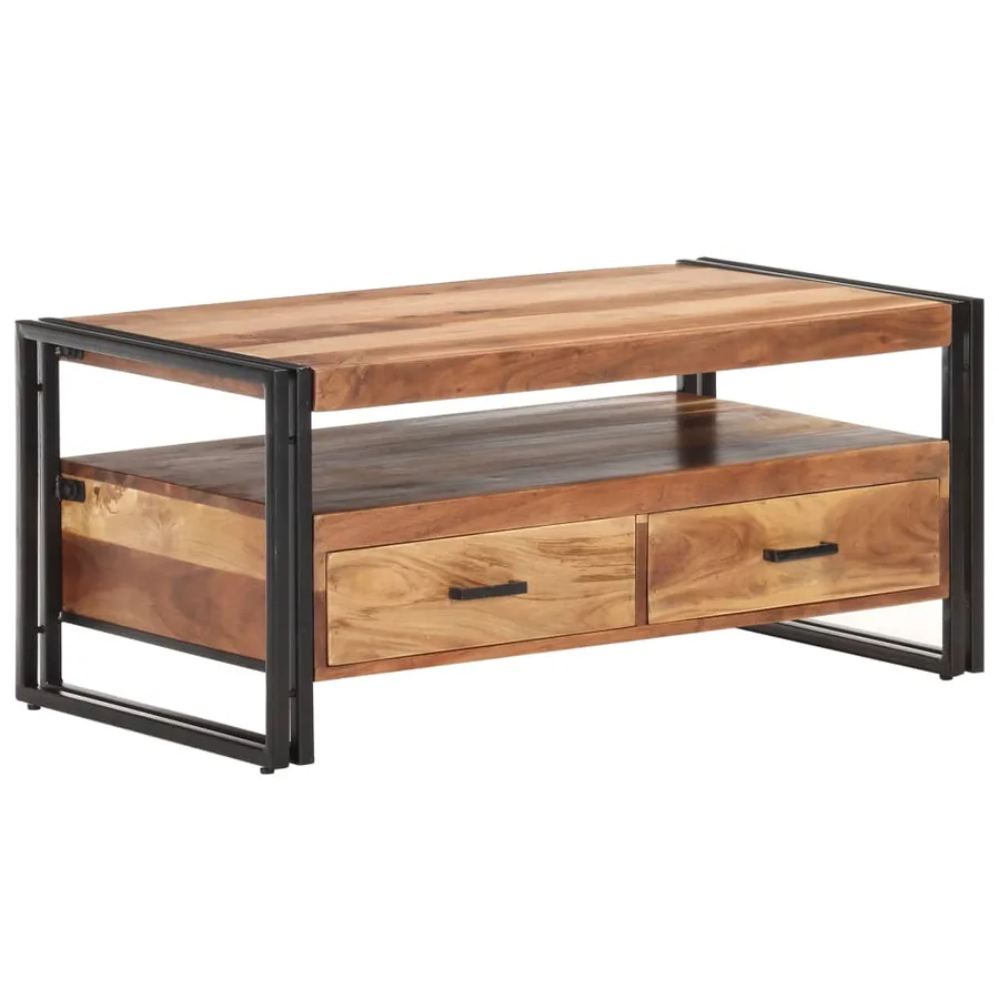 Table basse 100x55x45 cm Bois d'acacia massif - 9