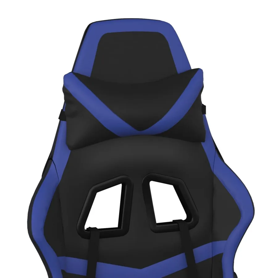 Chaise de jeu avec repose-pied Noir et bleu Similicuir - 10