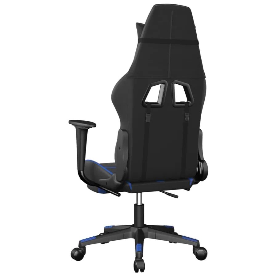 Chaise de jeu avec repose-pied Noir et bleu Similicuir - 5