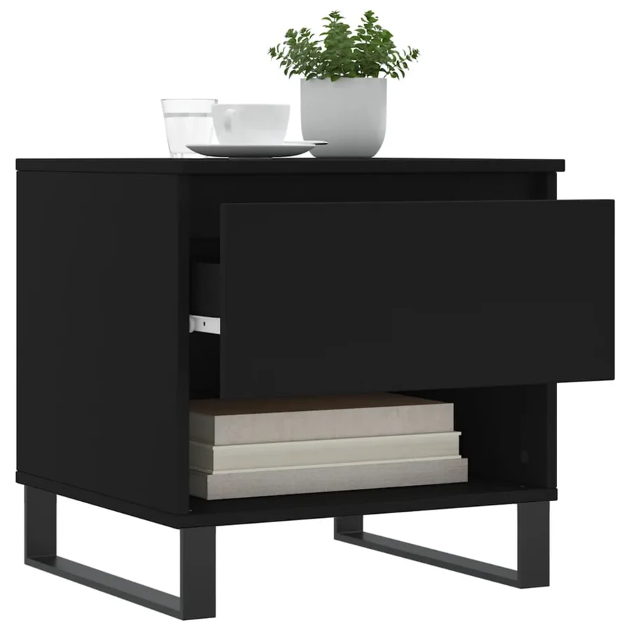 Table basse noir 50x46x50 cm bois d’ingénierie - 4