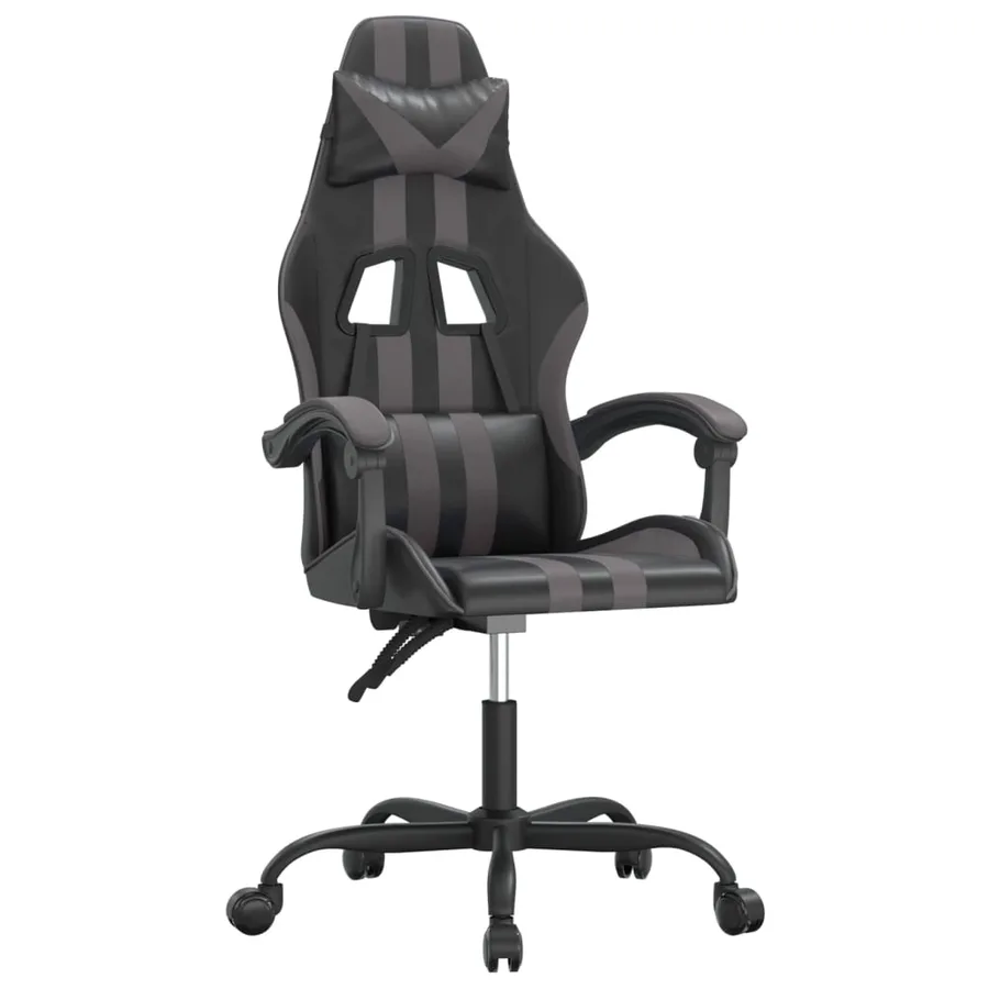 Chaise de jeu pivotante Noir et gris Similicuir - 2