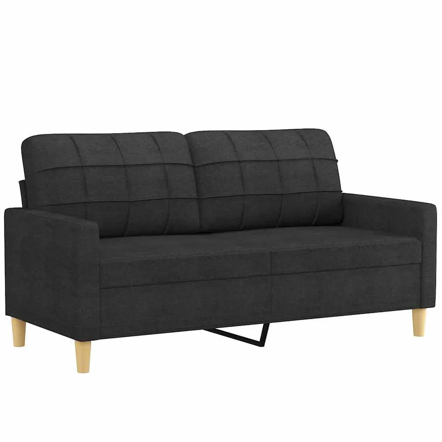 Canapé 2 places avec oreillers décoratifs noir 140 cm tissu - 4