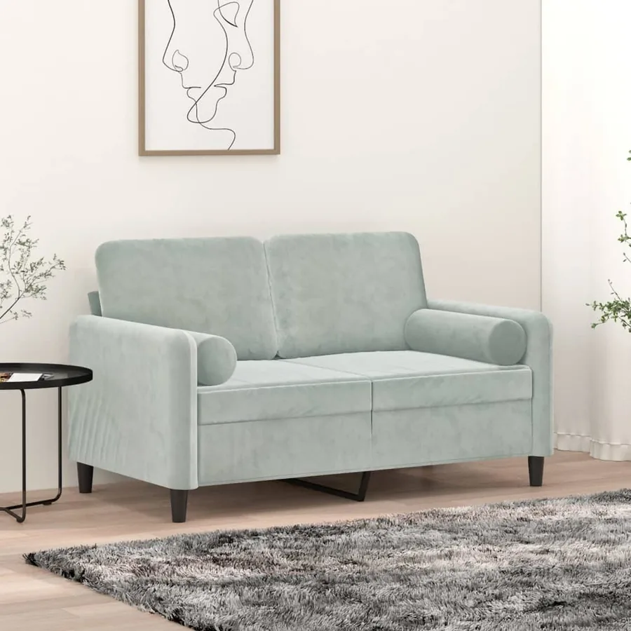 Coussins décoratifs lot de 2 Gris clair Ø15x50 cm Velours