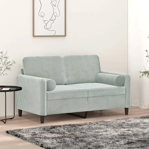 Coussins décoratifs lot de 2 Gris clair Ø15x50 cm Velours