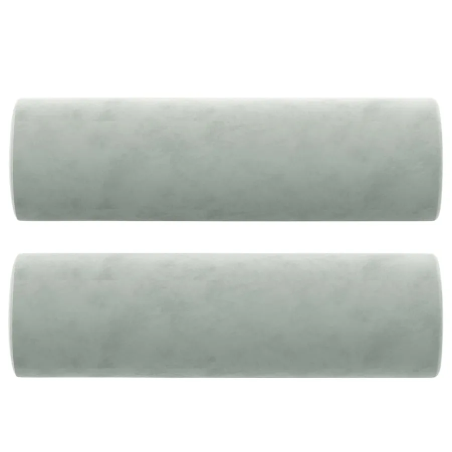 Coussins décoratifs lot de 2 Gris clair Ø15x50 cm Velours - 2