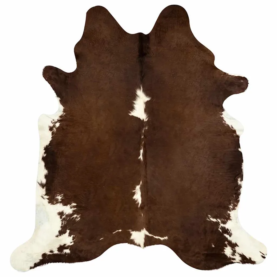 Tapis en peau de vache véritable marron et blanc 180x220 cm - 6