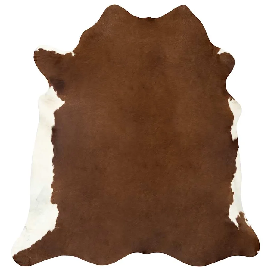 Tapis en peau de vache véritable marron et blanc 180x220 cm - 7