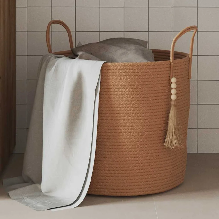 Panier de rangement marron Ø40x35 cm coton