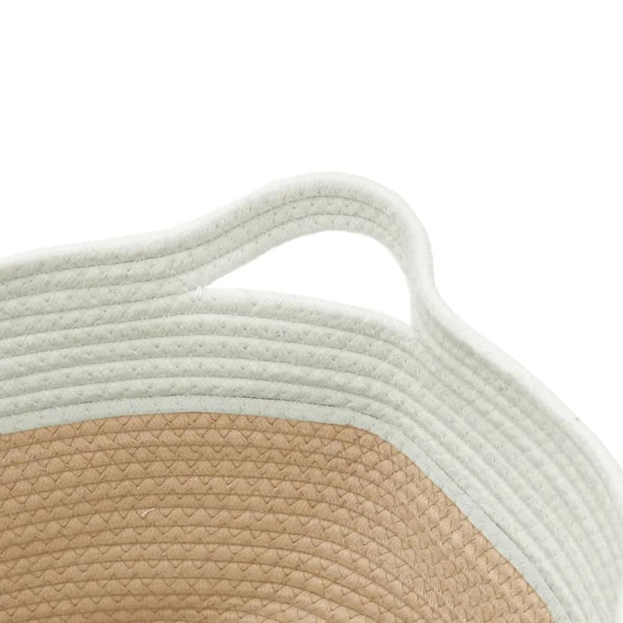 Panier de rangement beige et blanc Ø40x25 cm coton - 6