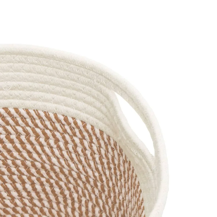 Paniers de rangement 2 pcs marron et blanc Ø24x18 cm coton - 7