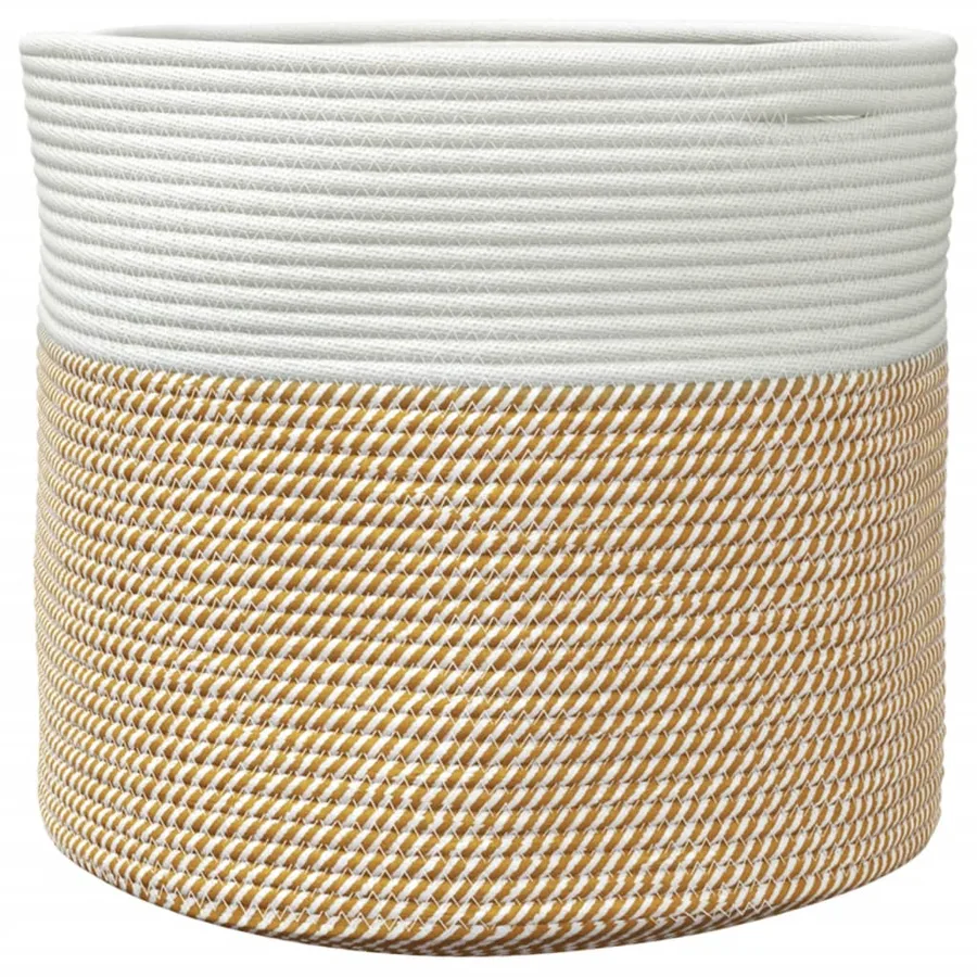 Panier de rangement marron et blanc Ø40x35 cm coton - 4