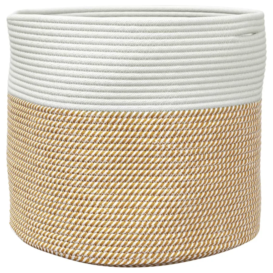 Panier de rangement marron et blanc Ø40x35 cm coton - 5