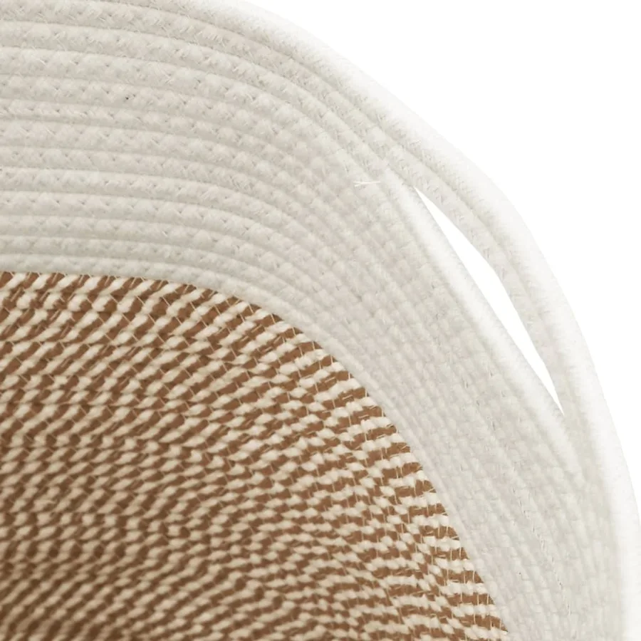 Panier de rangement marron et blanc Ø40x35 cm coton - 6