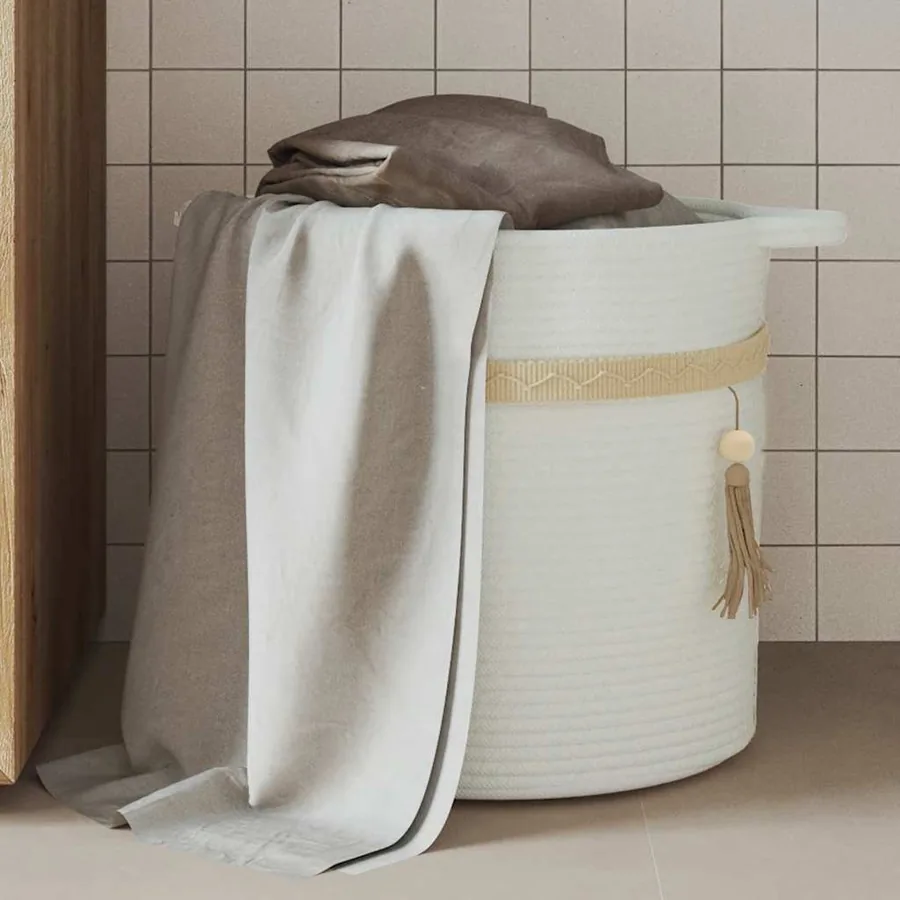 Panier de rangement blanc Ø38x36 cm coton