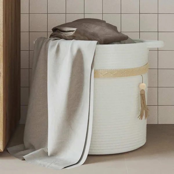 Panier de rangement blanc Ø38x36 cm coton