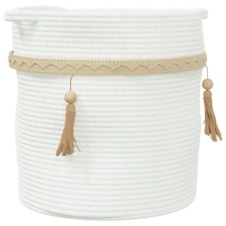 Panier de rangement blanc Ø38x36 cm coton - 2