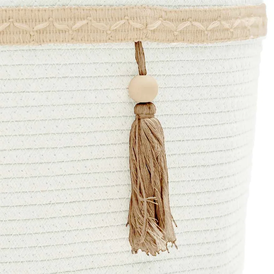 Panier de rangement blanc Ø38x36 cm coton - 7