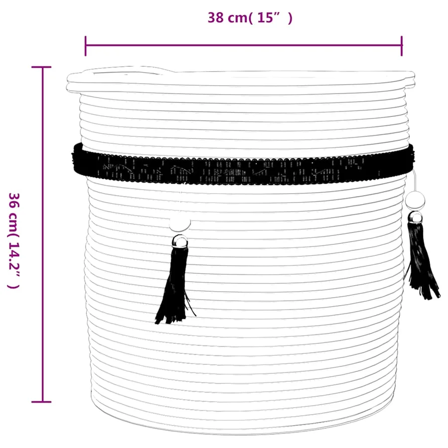 Panier de rangement blanc Ø38x36 cm coton - 9
