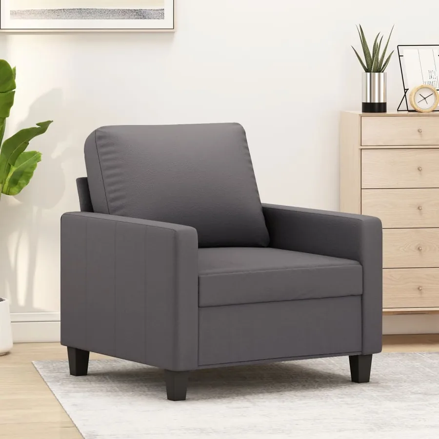 Fauteuil Gris 60 cm Similicuir