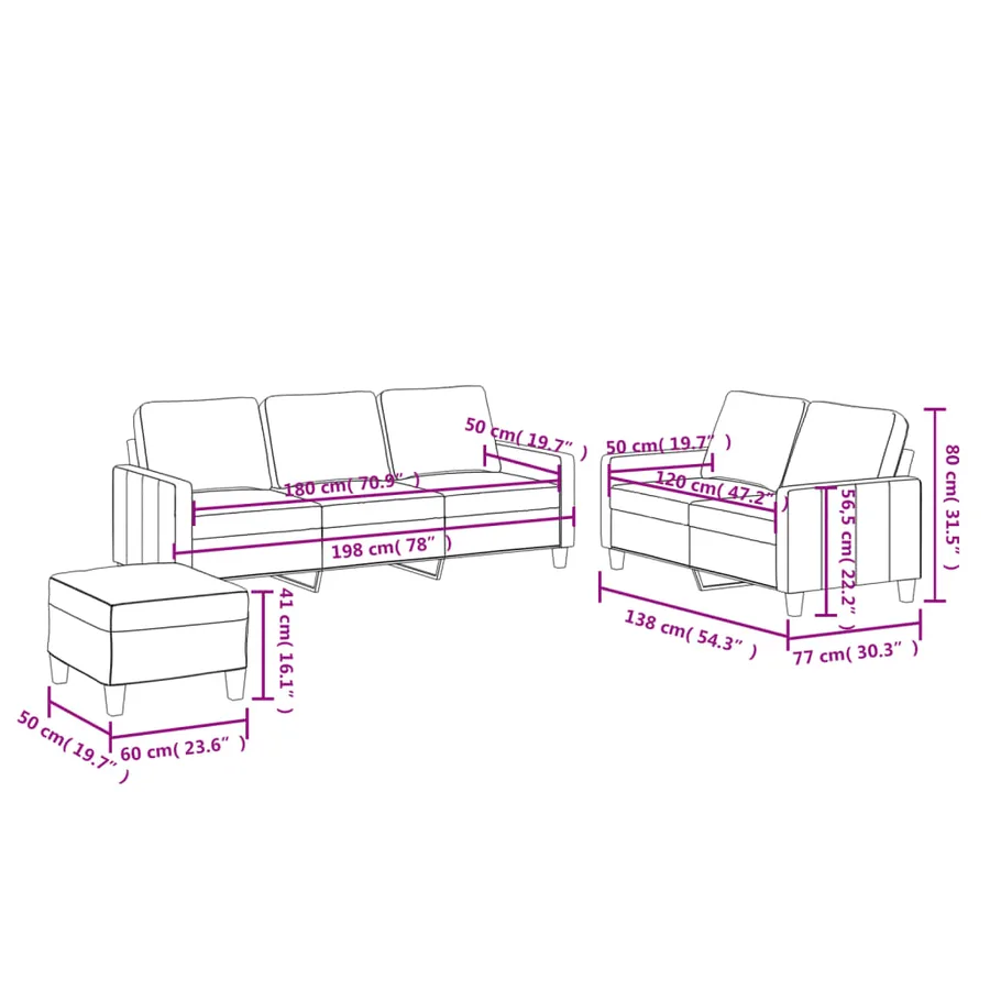 Ensemble de canapés 3 pcs avec coussins Cappuccino Similicuir - 9